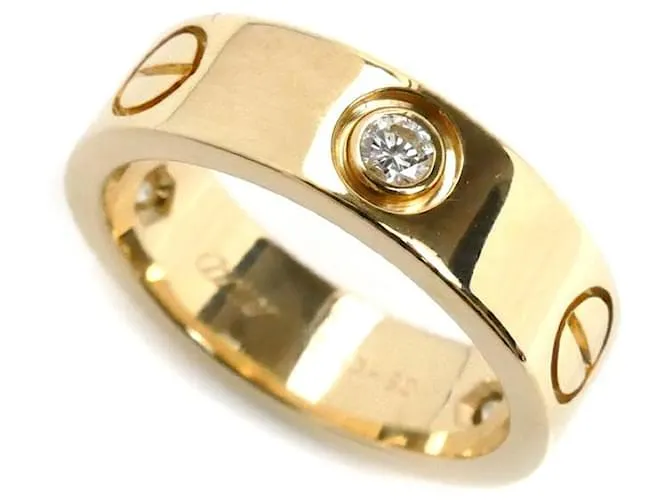 Anello Cartier Love Mezzo Diamante Au750 Taglia 10 D'oro Metallico