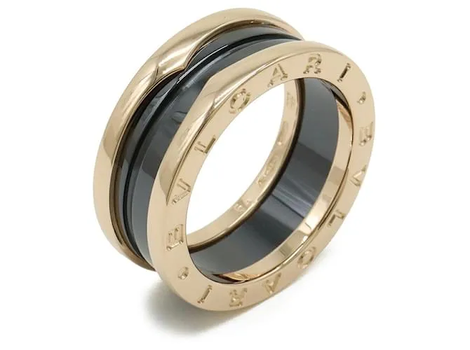 Bulgari Anello BVLGARI B-zero1 in Au750 Ceramica Taglia 14 Nero