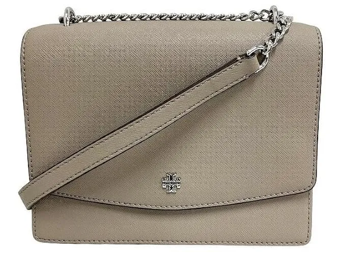 Borsa a Spalla in Pelle Tory Burch Marrone Beige
