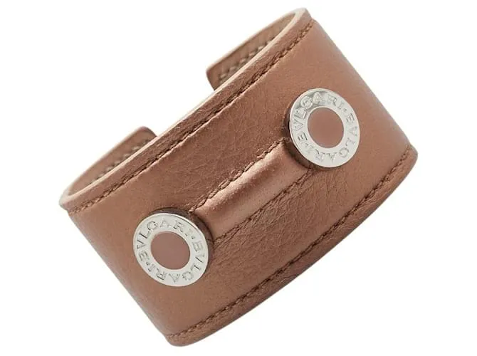 Bracciale in pelle e metallo Bulgari Bulgari Taglia 16,5 Marrone Beige