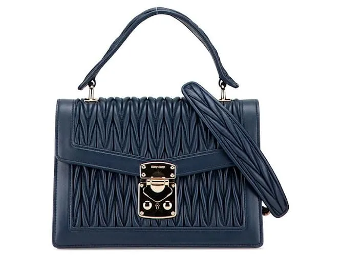Borsa 2 in 1 in pelle matelassé Miu Miu Blu