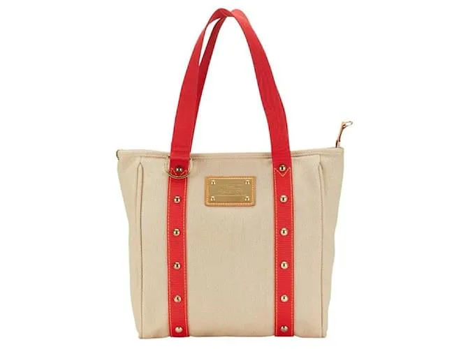 Borsa 2 in 1 Antigua Cabas MM in tela Louis Vuitton Marrone Beige