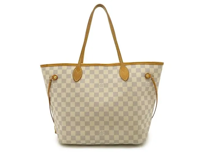 Borsa 2 in 1 Louis Vuitton Damier Azur Neverfull MM N51107 Marrone Beige