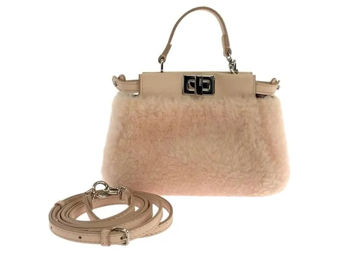 Borsa a Spalla 2 in 1 Fendi Micro Peekaboo in Pelle/Mouton Rosa