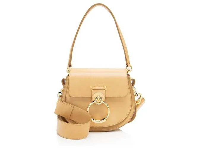 Chloé Borsa Tess Small in pelle di vitello Chloe Marrone Beige