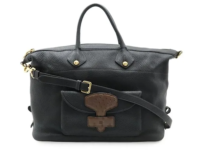 Borsa 2 in 2 in pelle di struzzo Loewe May 36 Nero