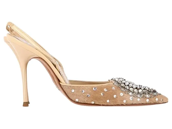 Décolleté Barbara Gioiello Rene Caovilla in Ponyhair Beige