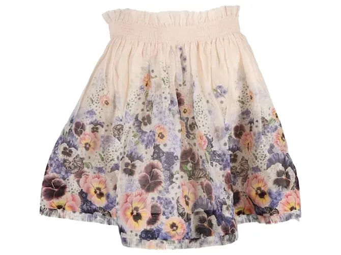 Gonna Mini con Stampa Floreale Tama Zimmermann in Lino Multicolore