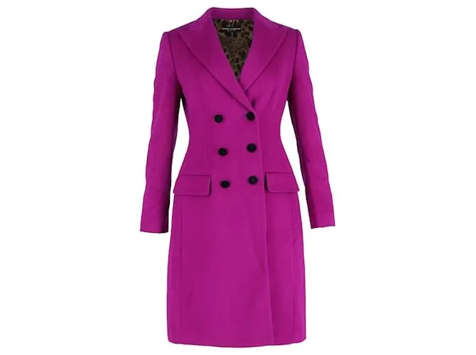 Cappotto in feltro viola a doppio petto di Dolce & Gabbana Porpora