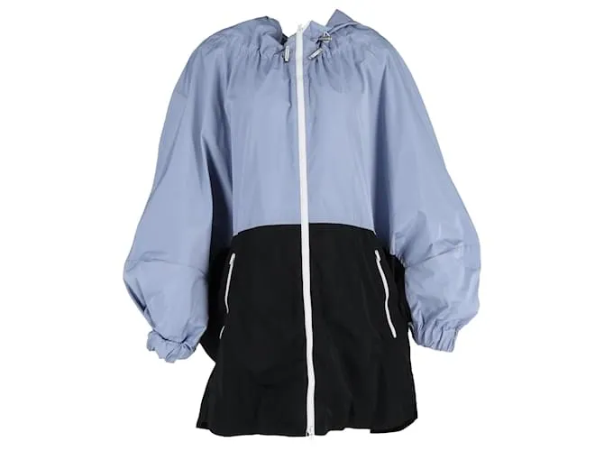 Giacca a vento con zip a maniche lunghe color block Marni in nylon blu