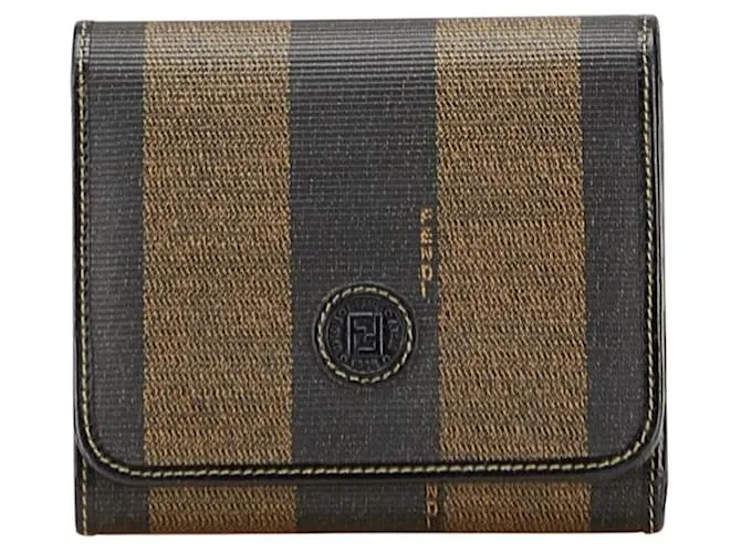 Portafoglio trifold in pelle PVC Pequin di Fendi Nero