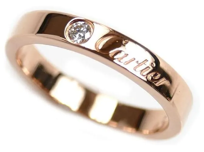 Anello Cartier inciso con diamante 1P Au750 misura 9 D'oro Metallico