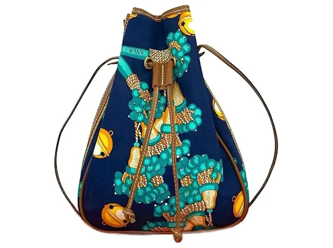 Borsa a Spalla Loewe in Tela e Pelle Blu