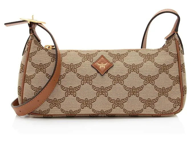 Borsa a Spalla Piccola MCM Lauretos Canvas Himmel Marrone
