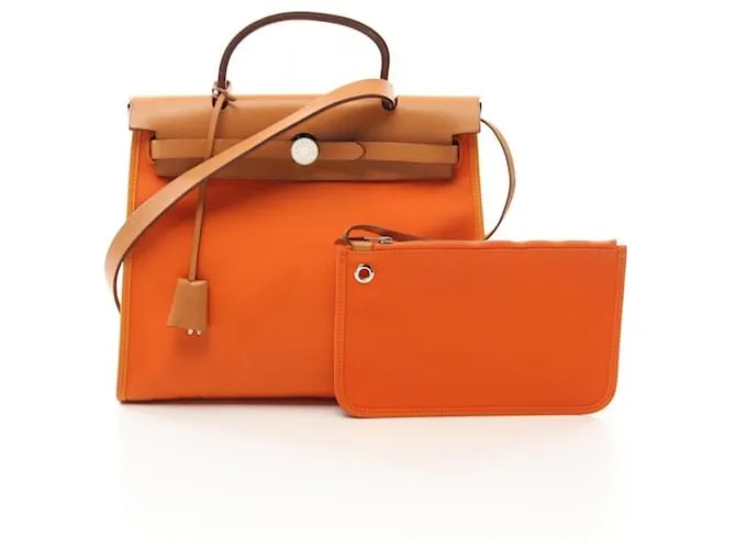 Borsa Hermès Herbag Zip PM Toilovice Vache Hunter Arancione