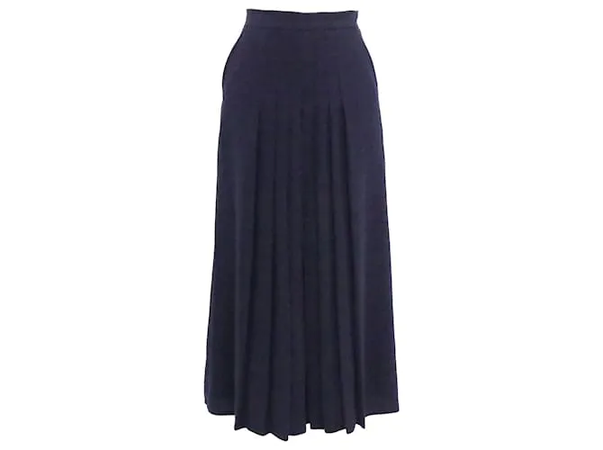 Gonna midi plissettata Max Mara in triacetato blu navy