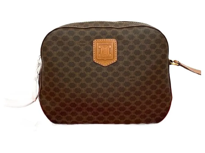 Céline Borsa a Spalla in Pelle Celine Macadam Blazon Trionphe Marrone