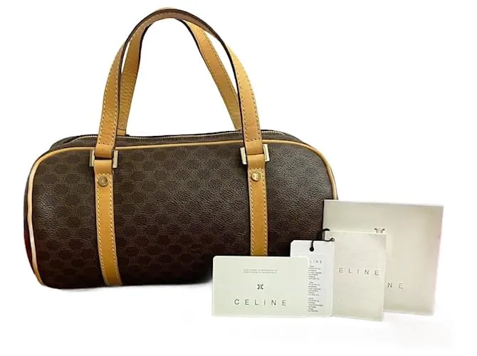 Céline Borsa a mano in pelle PVC Celine Macadam Brason Trionphe Marrone