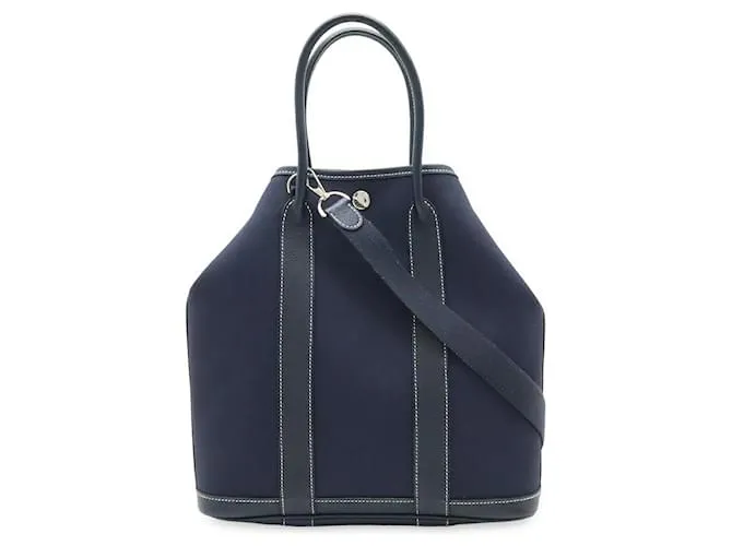 Borsa 2 in 1 Hermès Garden File PM Toile Officier Blu