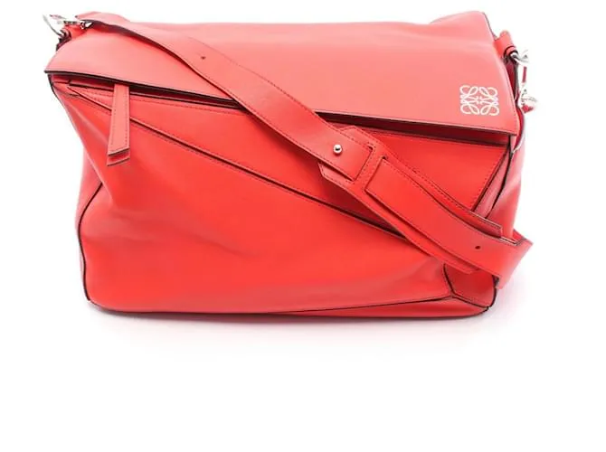 Borsa a Spalla in Pelle Loewe Puzzle Rosso