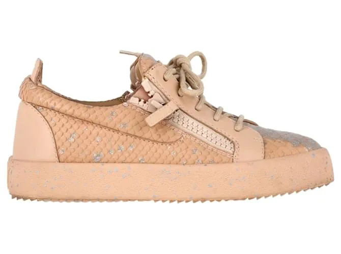 Sneakers in pelle nuda effetto serpente Giuseppe Zanotti Gail Marrone Carne