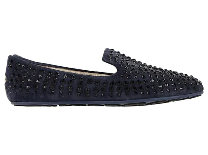 Mocassini con borchie Jimmy Choo in suede blu navy