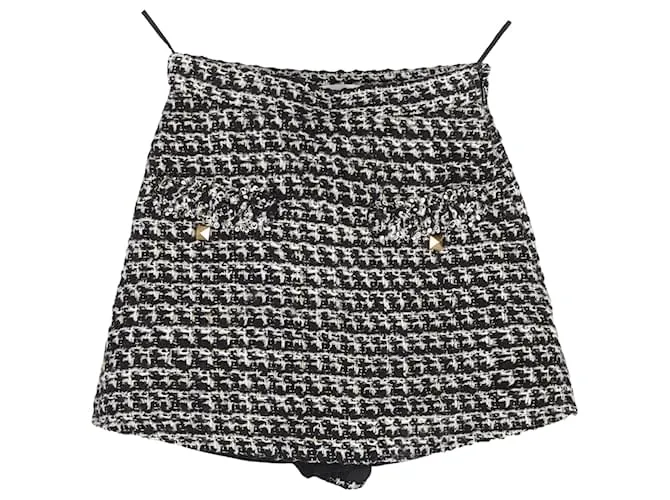 Gonna pantalone mini A-line Valentino Garavani in tweed multicolore