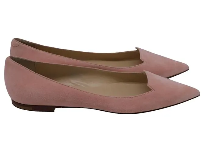 Ballerine Punta Jimmy Choo in Camoscio Rosa Marrone