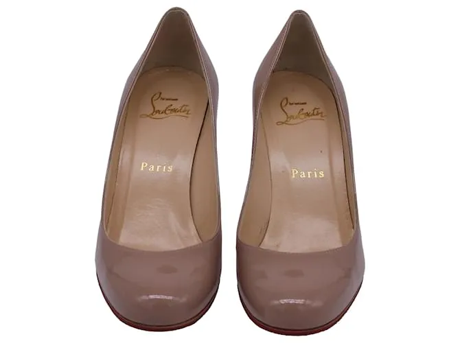 Christian Louboutin Pumppie Décolleté in Pelle Verniciata Beige
