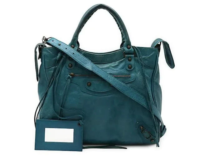 Borsa in pelle 2 in 1 Balenciaga Classic Velo Blu