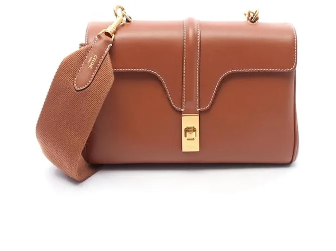 Céline Borsa a spalla in pelle Soft 16 di Celine Teen Metallico Bronzo