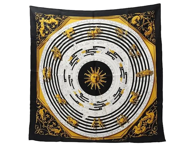 Hermès Foulard in seta Hermes Carre 90 DIES ET HORE Nero