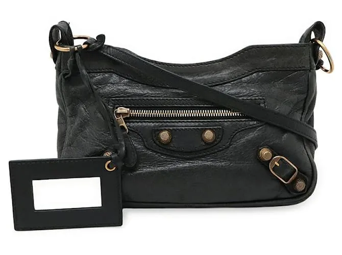 Borsa a Spalla in Pelle Balenciaga Giant Hip Nero