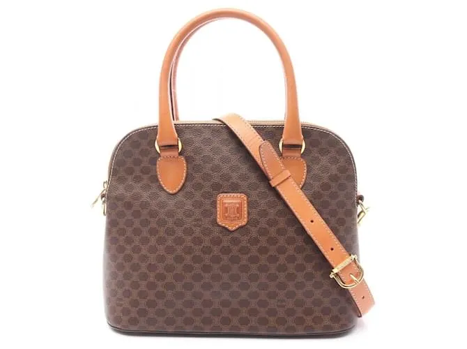 Céline Borsa a mano 2 in 1 in tela rivestita in PVC Macadam di Celine Marrone