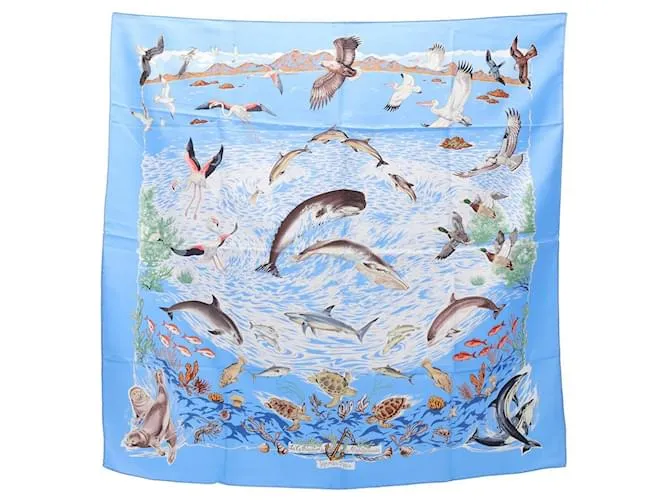 Foulard in seta Hermès La Vie Précieuse de la Mediterranee Blu