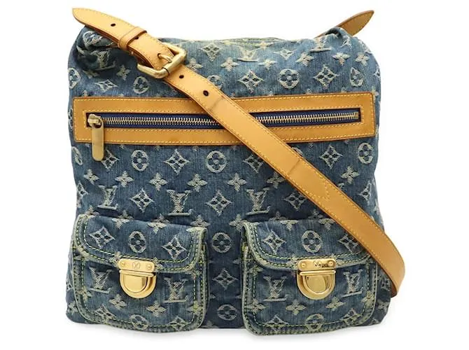 Borsa a spalla 2 in 1 in denim Monogram Louis Vuitton Blu