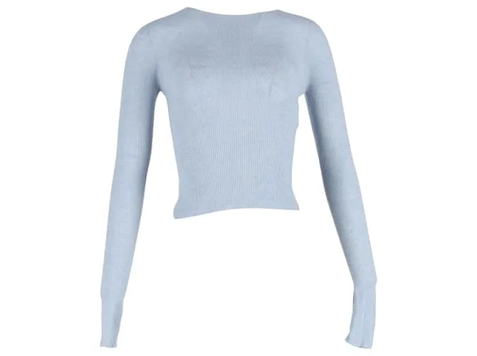 Maglione a coste Lanvin in lana azzurra Blu Blu chiaro