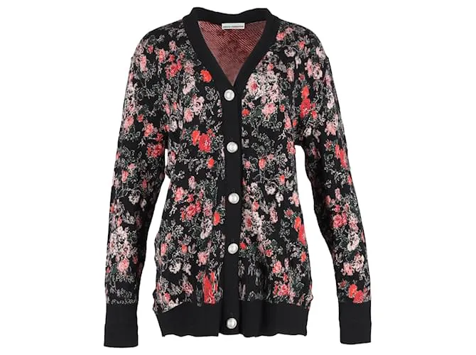 Cardigan in lana multicolore con stampa floreale di Paco Rabanne