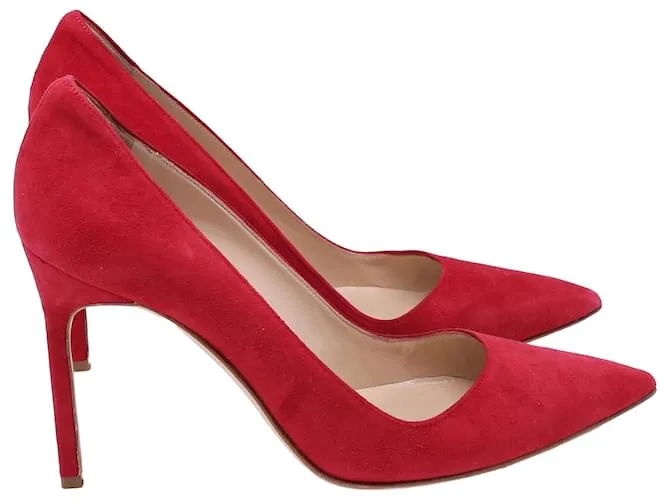 Décolleté Punta Manolo Blahnik in Camoscio Rosso
