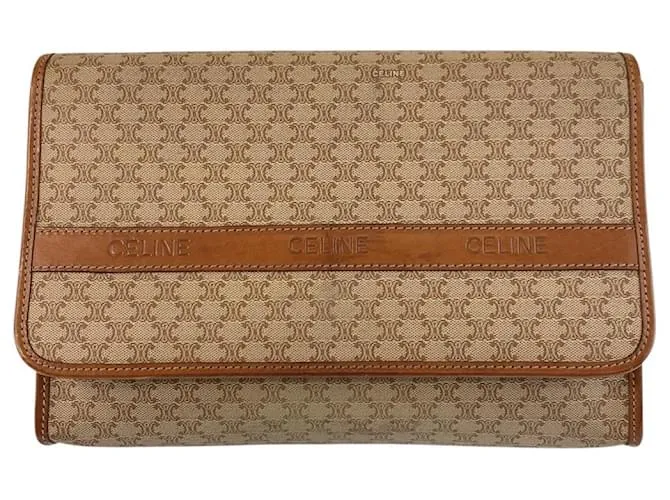 Céline Borsa Clutch Celine Macadam in PVC/Leather Marrone