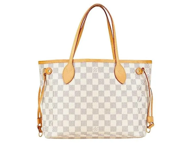 Borsa a Spalla Louis Vuitton Neverfull PM Damier Azur Bianco