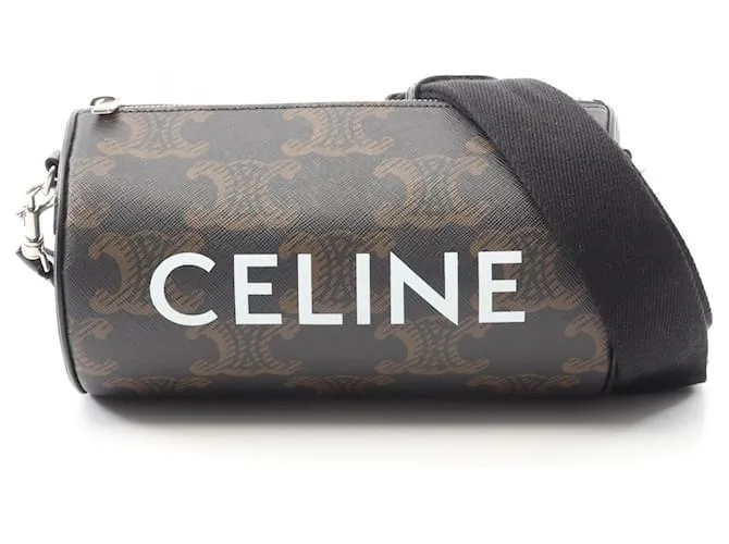 Céline Borsa a spalla in tela rivestita in PVC Celine Triomphe in pelle Nero