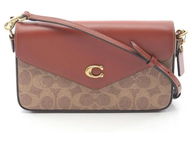 Borsa a spalla in pelle e tela rivestita in PVC Coach C8442/B4NQ4 Marrone Beige