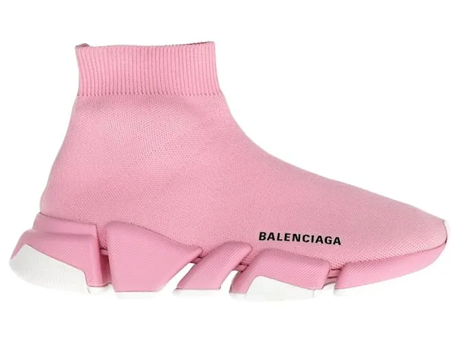 Sneakers Balenciaga Speed 2.0 con suola bicolore in poliestere rosa