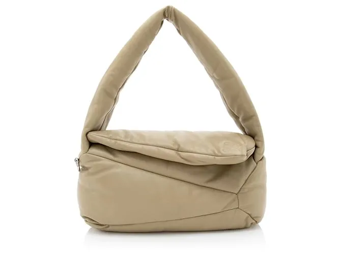 Borsa a Spalla Puffer Puzzle in Pelle Loewe Marrone Beige