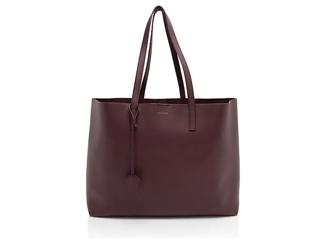 Borsa Grande da Shopping in Pelle di Vitello Saint Laurent Rosso