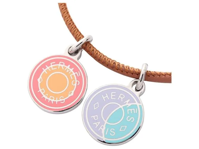 Hermès Collana in pelle e acciaio inossidabile Hermes Eclipse Argento Metallico