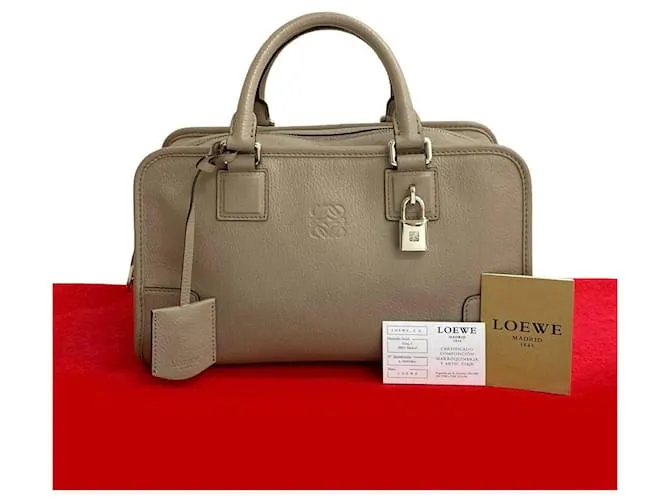 Borsa in pelle Loewe Amazona Marrone Beige
