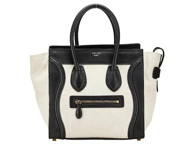 Céline Borsa Celine Luggage Micro Shopper in tela e pelle Nero