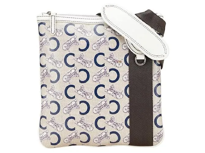 Céline Borsa a spalla in pelle PVC Celine C Macadam Barchetta Marrone Beige